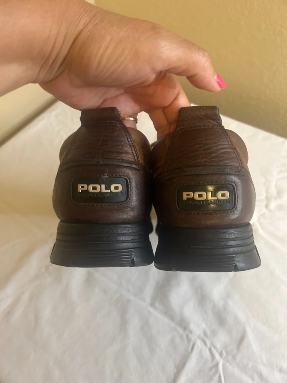 Polo by Ralph Lauren Brown Leather Men’s Boat Shoes with Lace & Buckle Size 11D